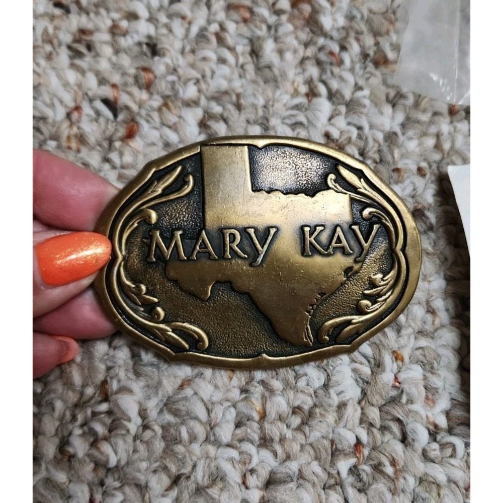 Vintage Mary Kay Brass Western Belt Buckle Texas 1994 Seminar Advertising NEW